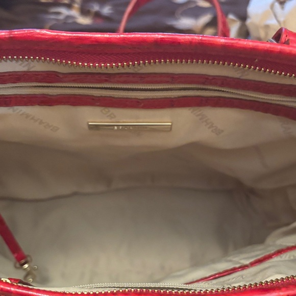 Brahmin Red and Tan Croc-Embossed Tote - Picture 7 of 10